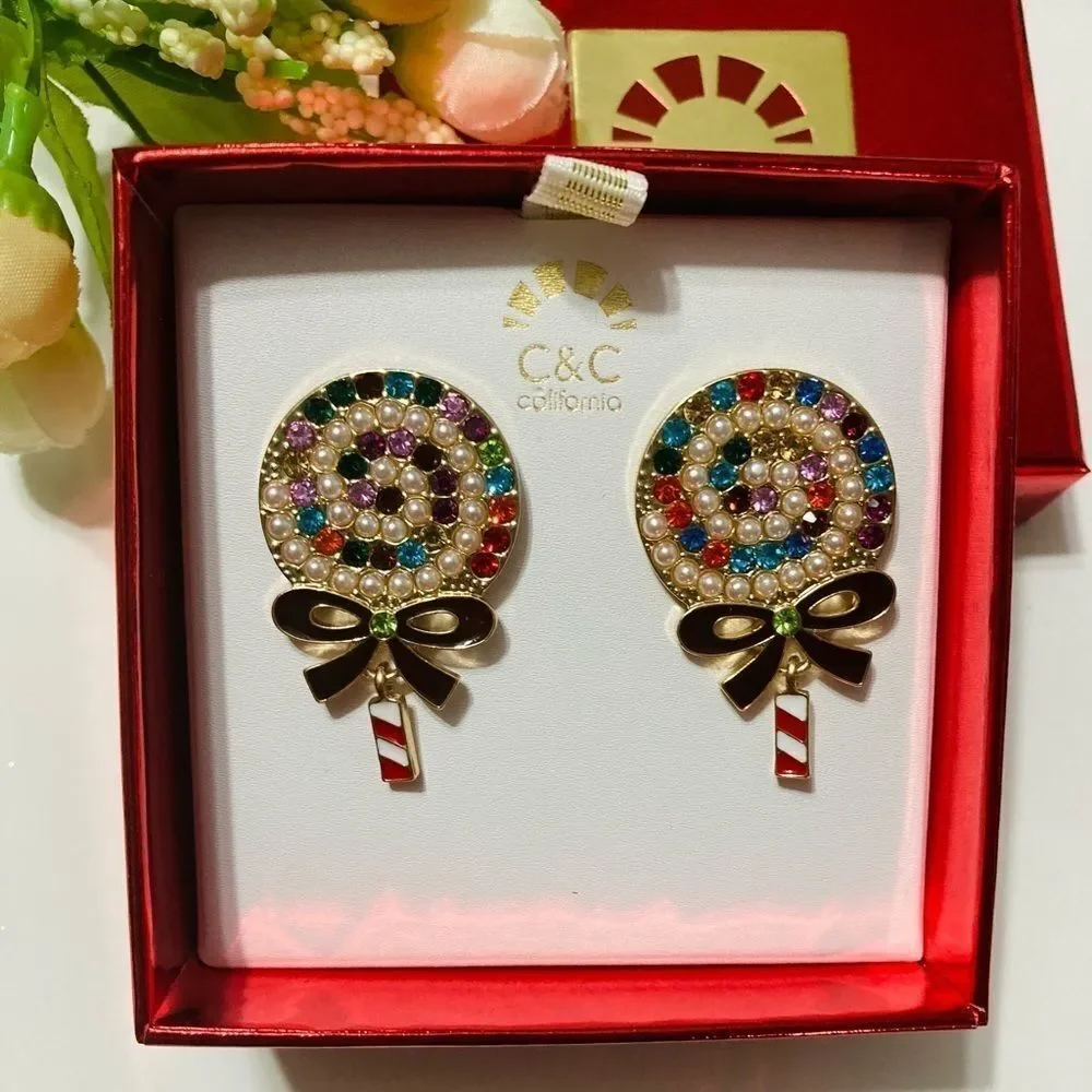 NIB C&C CALIFORNIA RAINBOW LOLLIPOP EARRINGS